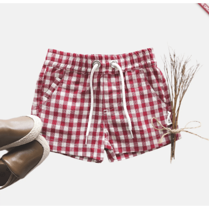 Baby Boys Sonny Check Short - Red Check