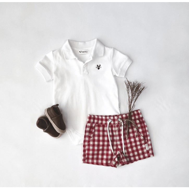 Baby Boys Sonny Check Short - Red Check