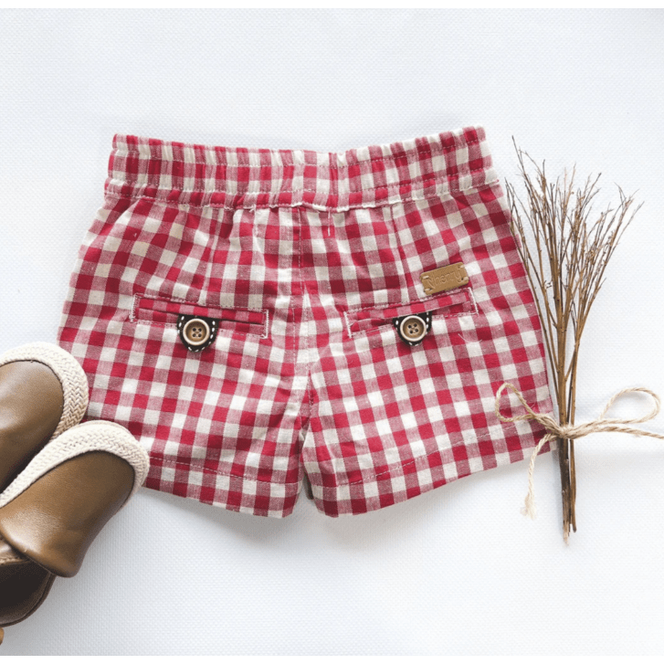 Baby Boys Sonny Check Short - Red Check