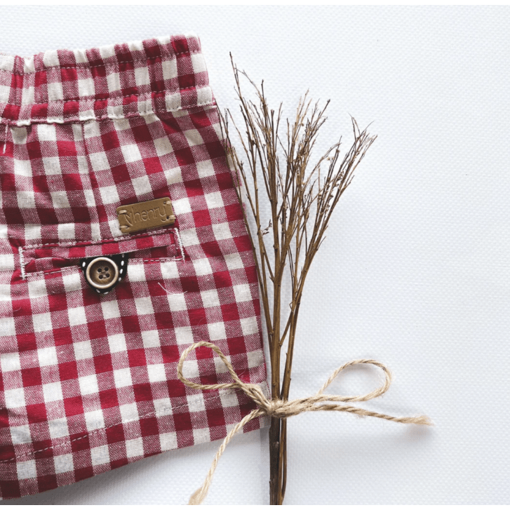 Baby Boys Sonny Check Short - Red Check