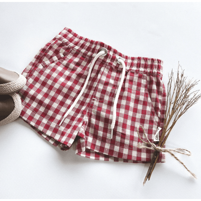 Baby Boys Sonny Check Short - Red Check