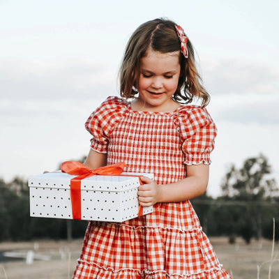 Girls Daisy Dress - Red Check