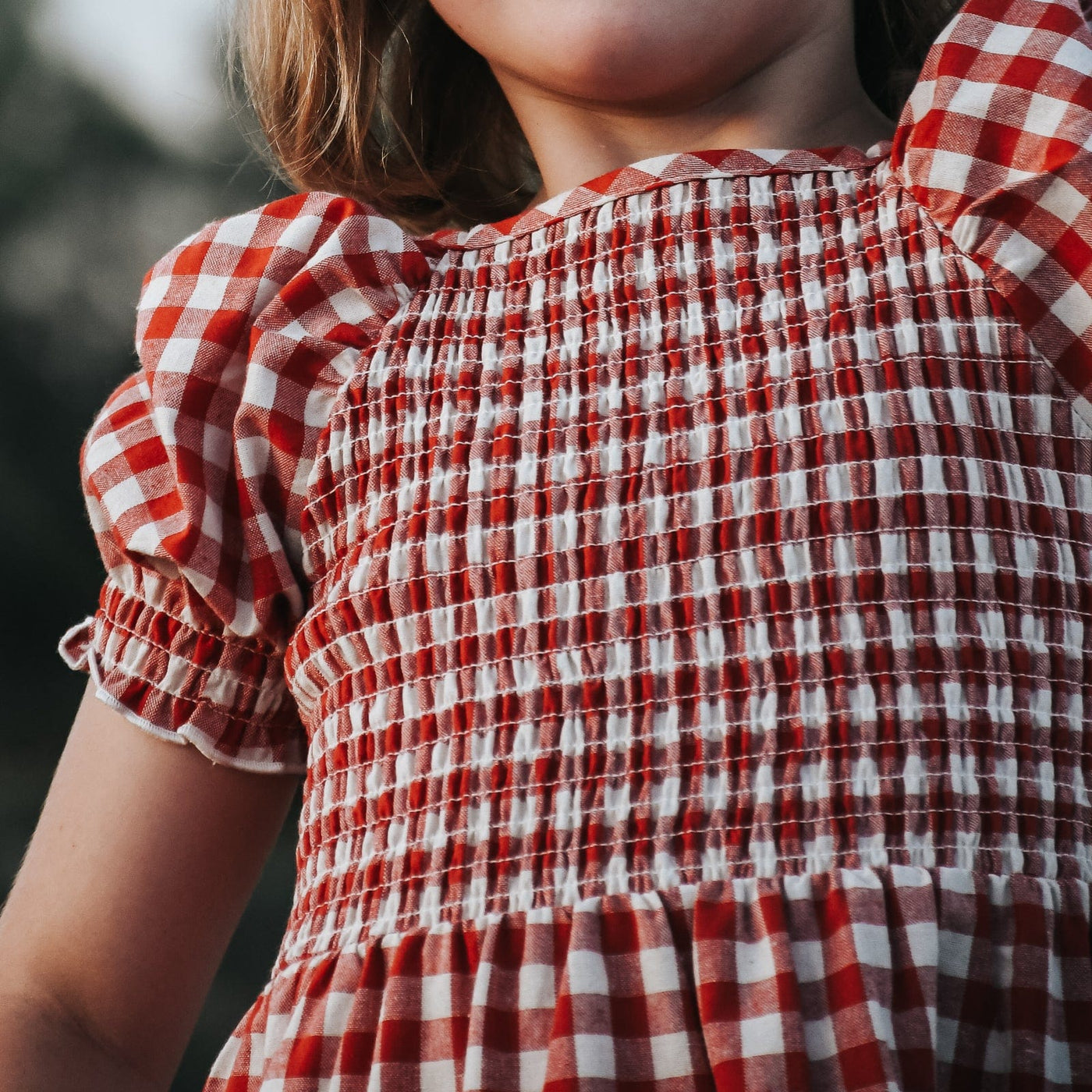 Girls Daisy Dress - Red Check
