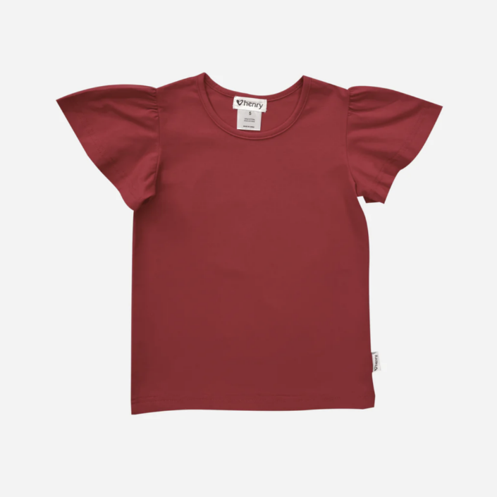 Girls Frill Sleeve Top - Red