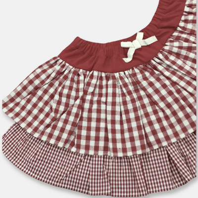 Girls Frilly Skirt - Red Checks
