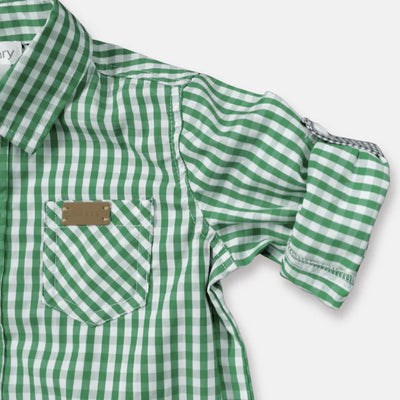 Boys Dress Shirt - Bright Green Check