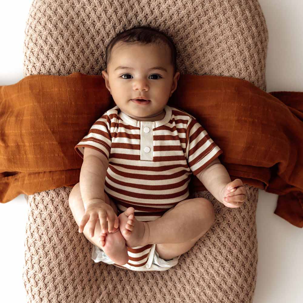 Baby Boys Short Sleeve Biscuit Stripe Bodysuit