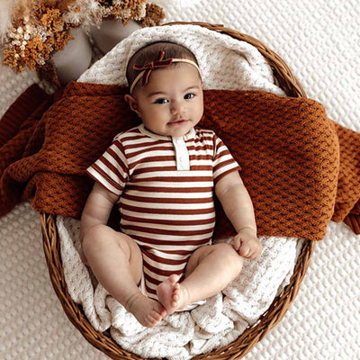 Baby Boys Short Sleeve Biscuit Stripe Bodysuit