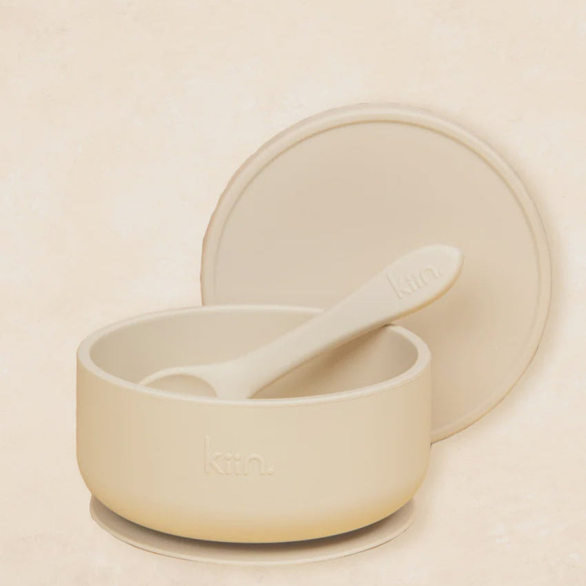 Silicone Suction Bowl with Lid + Spoon Vanilla