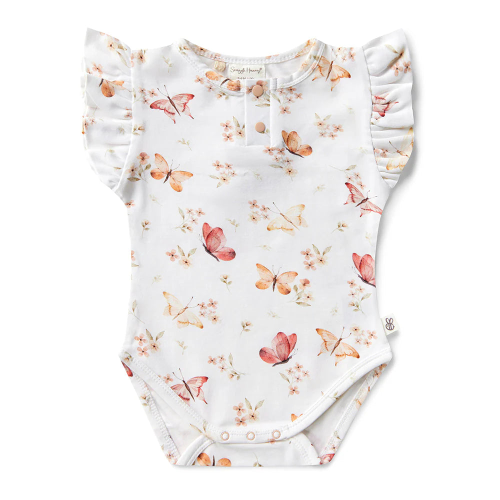 Baby Girls Short Sleeve Butterfly Bodysuit