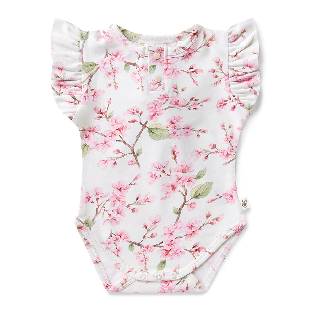 Baby Girls Short Sleeve Cherry Blossom Bodysuit