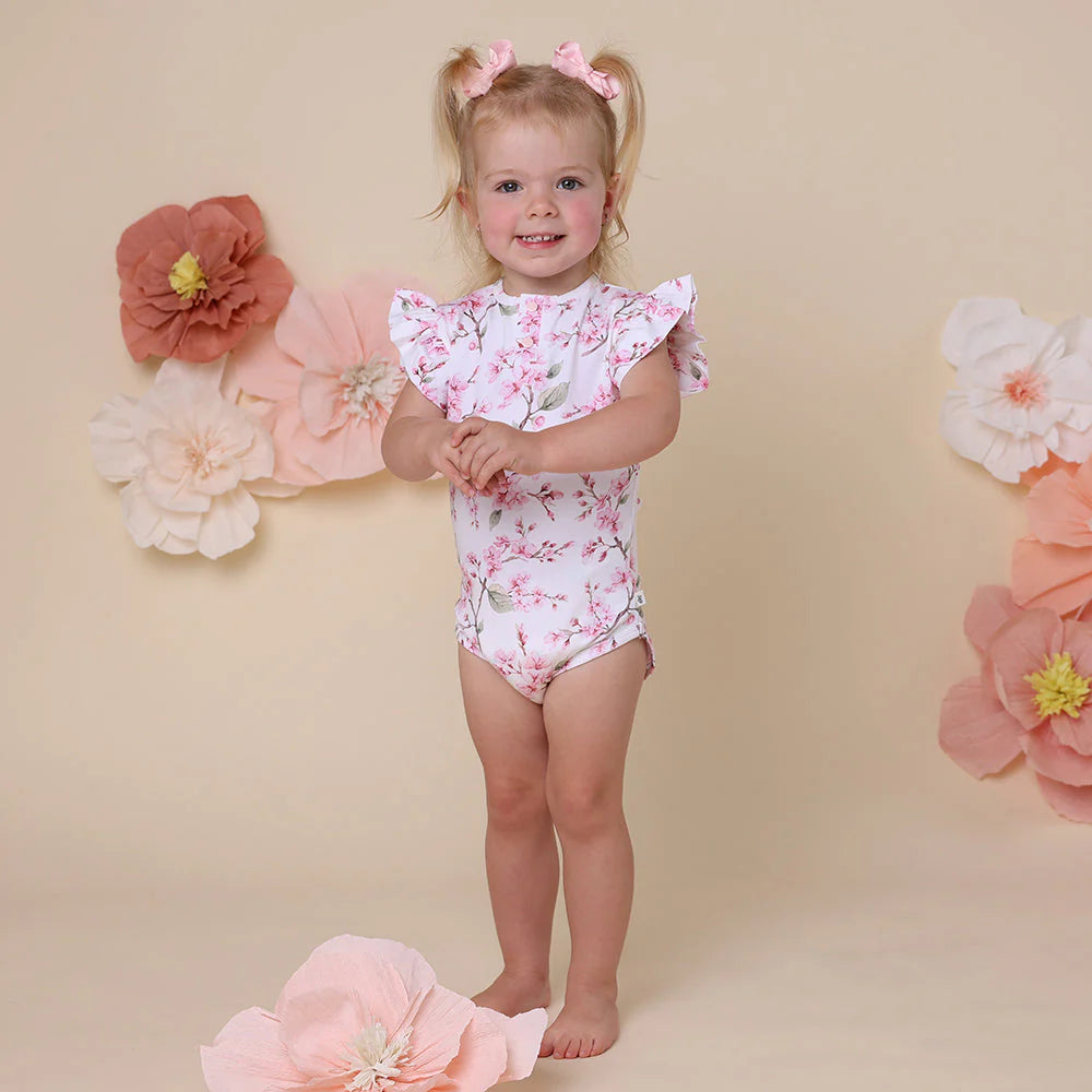 Baby Girls Short Sleeve Cherry Blossom Bodysuit