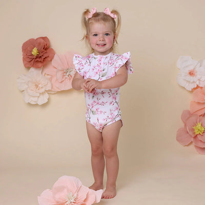 Baby Girls Short Sleeve Cherry Blossom Bodysuit