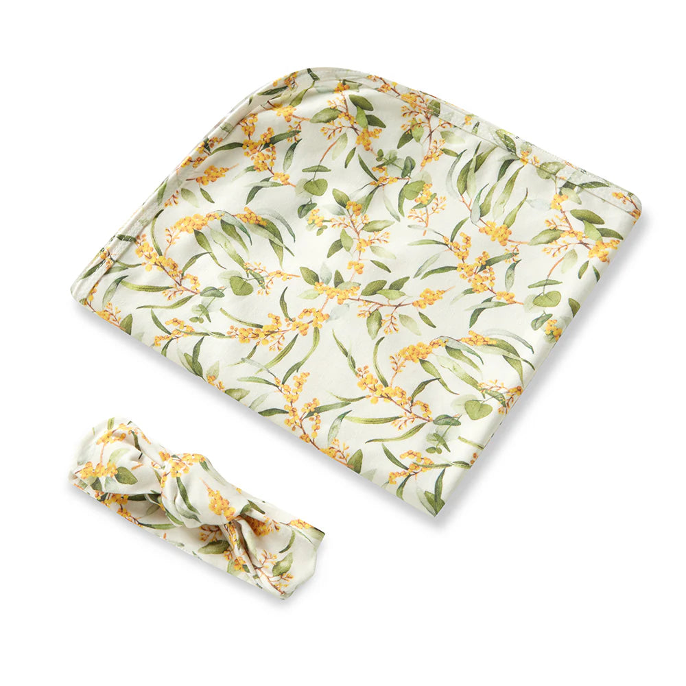 Jesery Wrap & Topknot Set Golden Wattle