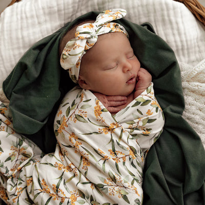 Jesery Wrap & Topknot Set Golden Wattle
