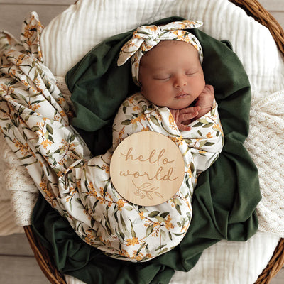 Jesery Wrap & Topknot Set Golden Wattle