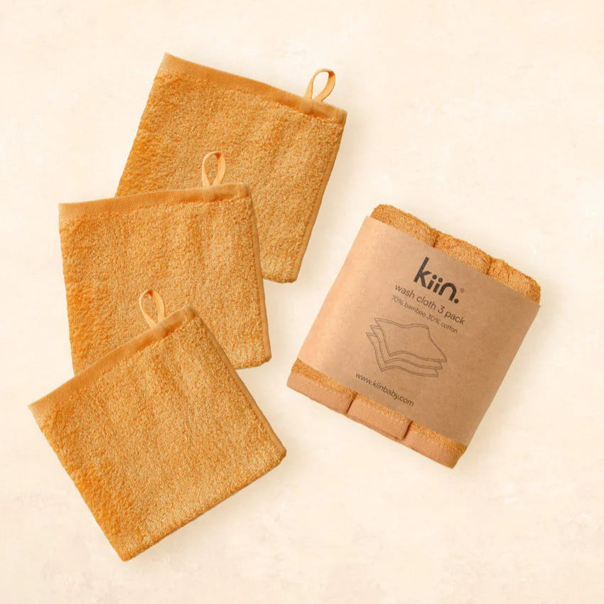 Baby Wash Cloth 3 Pack Caramel
