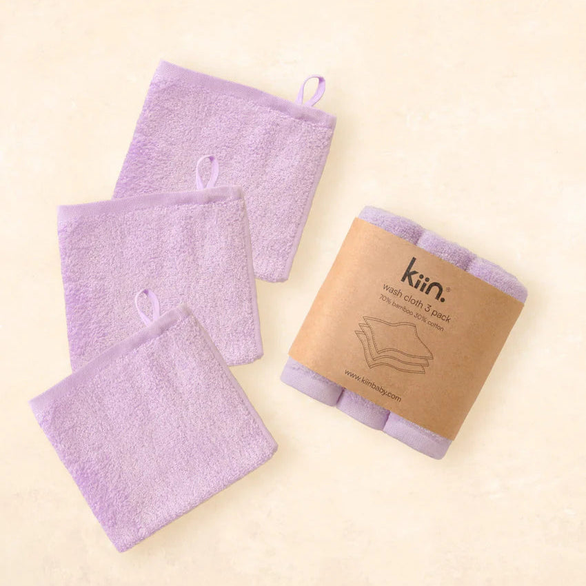 Baby Wash Cloth 3 Pack Lilac