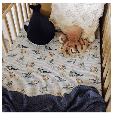 SNUGGLE HUNNY | Fitted Cot Sheet - Whale (4661234303036)
