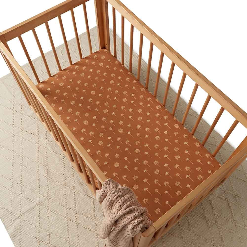 Fitted Cot Sheet Bronze Palm