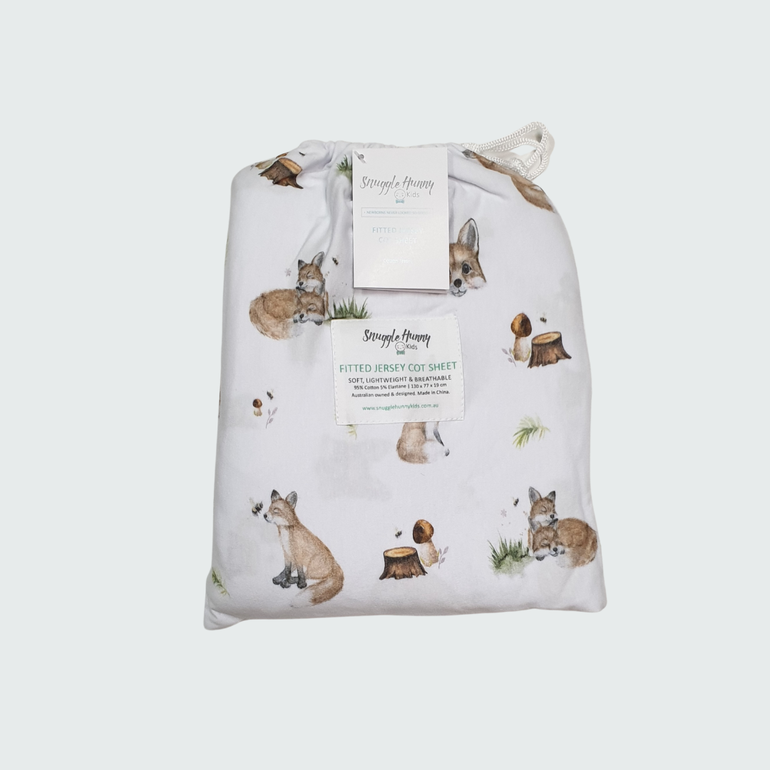 SNUGGLE HUNNY | Fitted Cot Sheet - Fox (6546512052284)