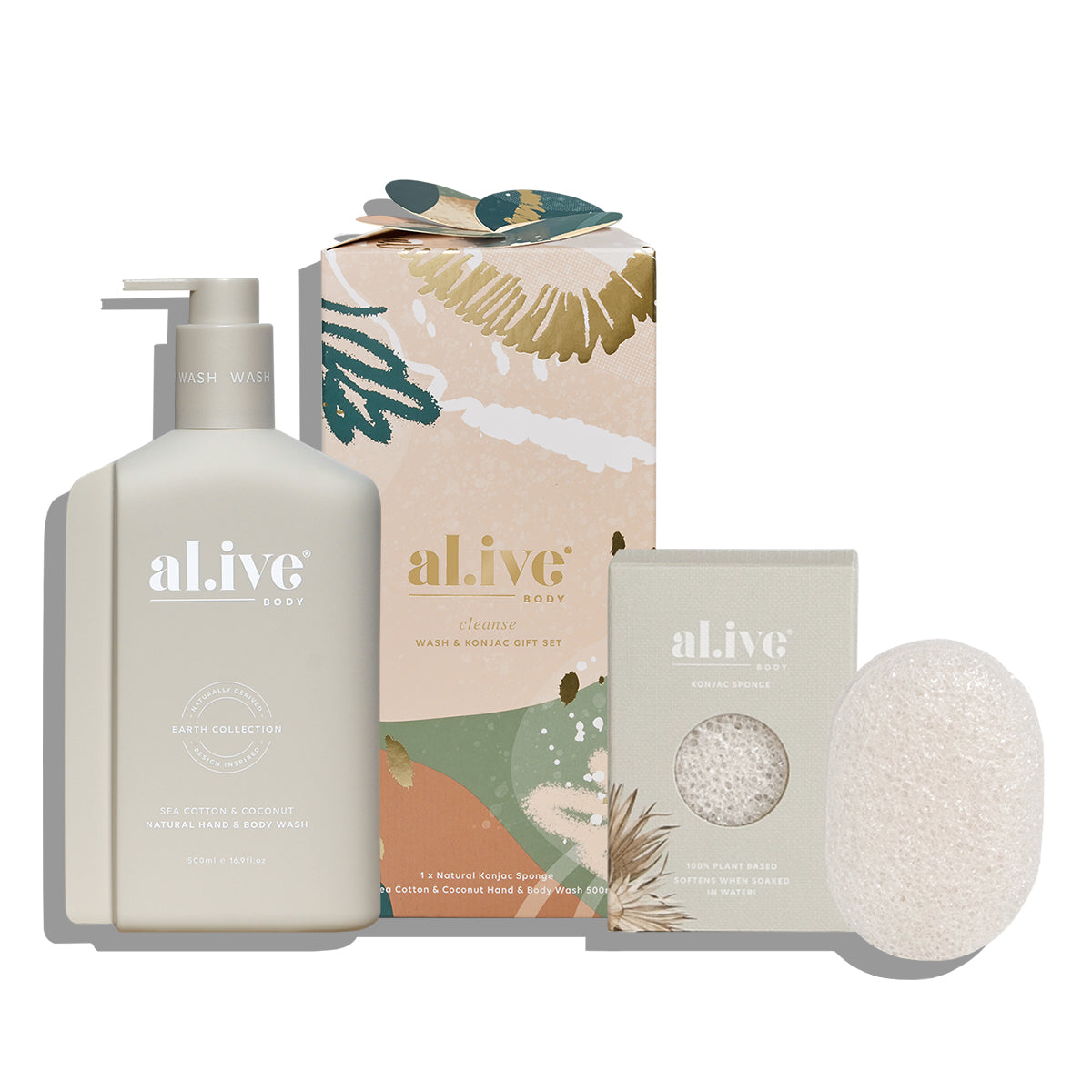 AL.IVE BODY | Cleanse Gift Set - Hand & Body Wash + Kognac Sponge