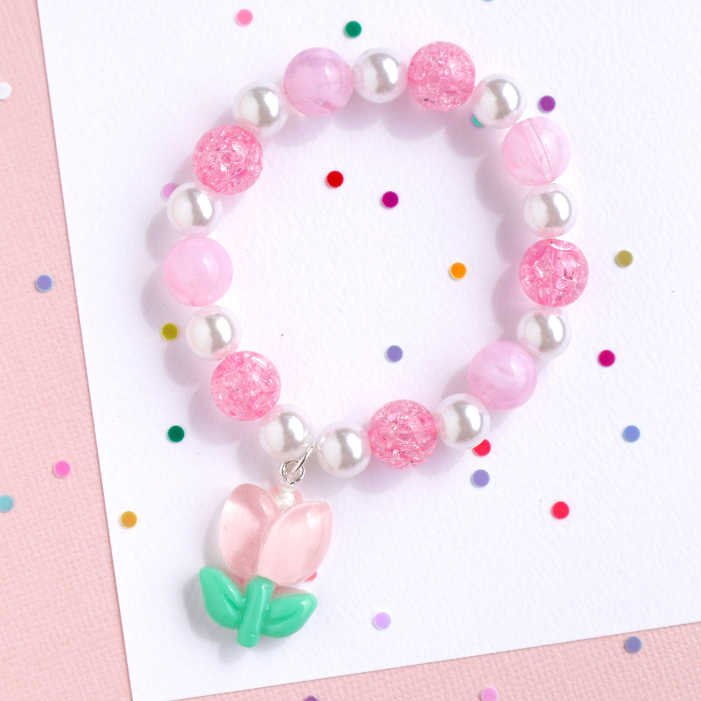 Pink Tulip Elastic Bracelet