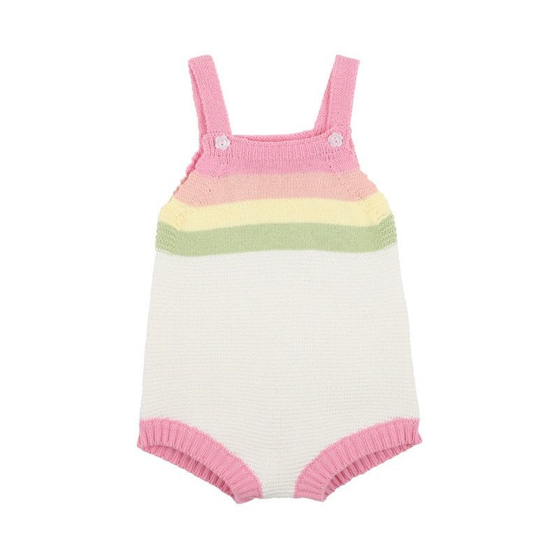 Baby Girls Retro Rainbow Stripe Knit Romper