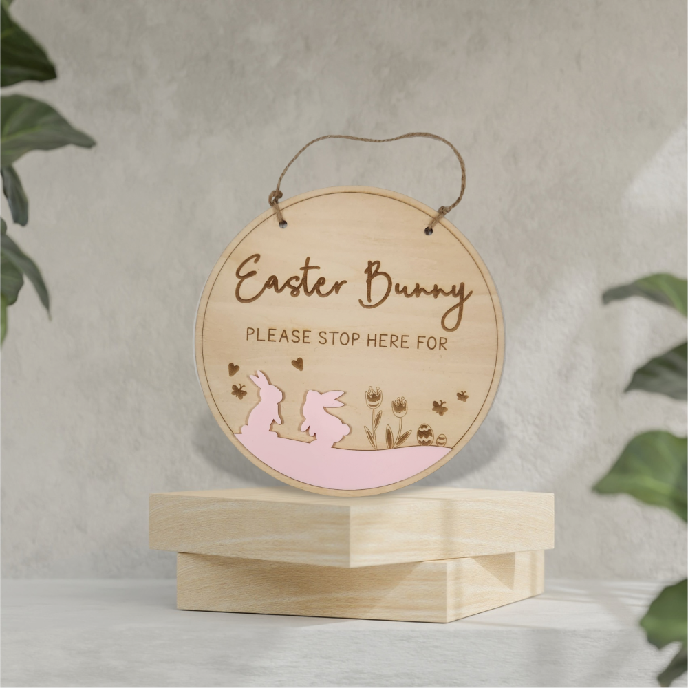 Easter Bunny Please Stop Here Pink