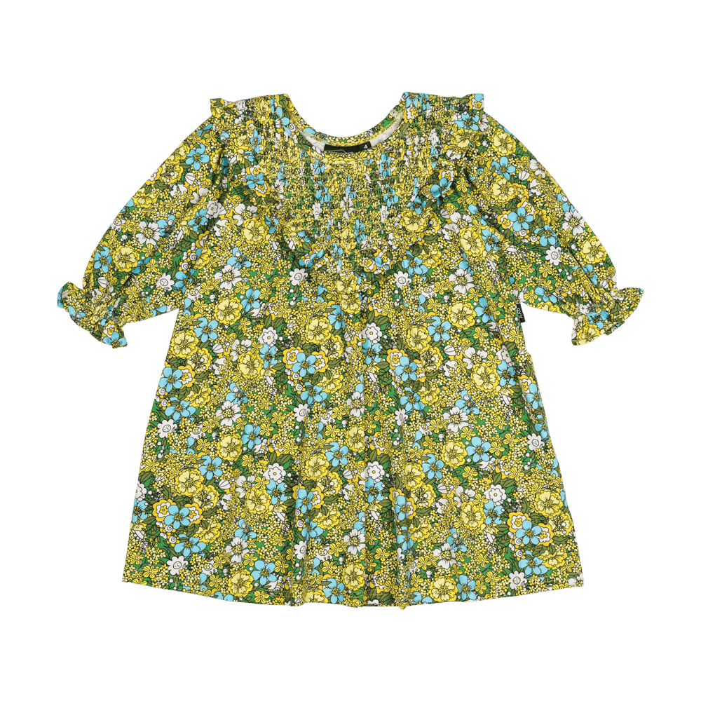 Girls Yellow Ditsy Floral Dress - Floral