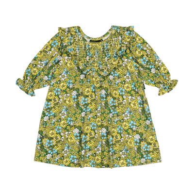 Girls Yellow Ditsy Floral Dress - Floral