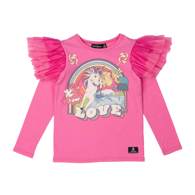 rock your baby Girls Unicorn Love T-Shirt