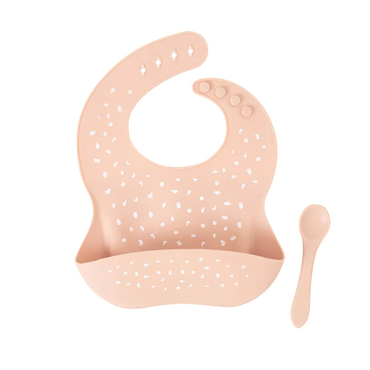 Silicone Bib with Spoon - Sand