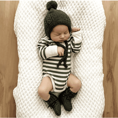 Baby Olive Merino Wool Bonnet & Booties