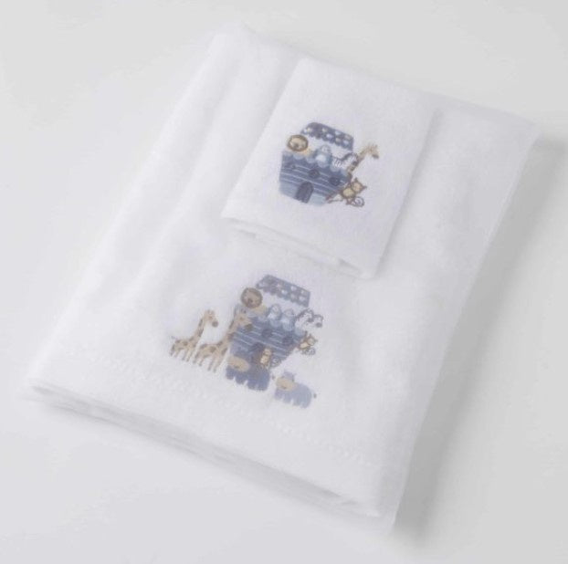 Baby Animal Ark Bath Towel & Face Washer in Organza Bag
